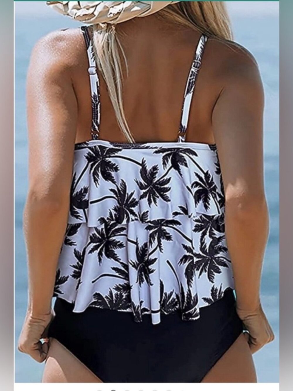 NWT Beachsissi Palm Tree Tankini Swimsuit Tummy Control High waisted Bottom